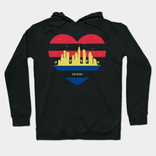 Florida Skyline cityscape Heart Shape Birds Flying Miami Hoodie